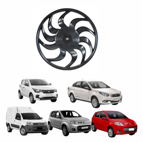 Eletroventilador Ventoinha Fiat Fiorino 2016 Até 2023 Palio 2012 até 2016 Gran Siena 2012 Até 2019 Mobi 2016 Até 2020 Uno Vivace 2011 Até 2020 Com Ar Condicionado Denso