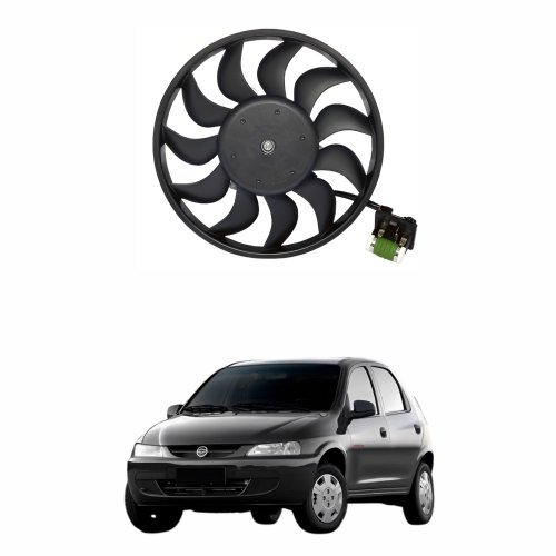 Eletroventilador Ventoinha Gm Celta 2001 2002 2003 2004 2005 2006 Com Ar Condicionado Com Resistência 3 Pinos