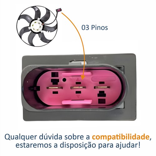 Eletroventilador Ventoinha Vw Polo 2006 Até 2013 Com Ar Condicionado 3 Fios