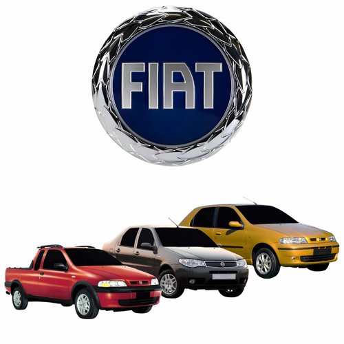 Emblema Grade Fiat Palio Siena Strada 2001 2002 2003 2004 Fire Azul Com Parafuso