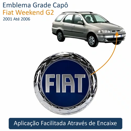 Emblema Grade Fiat Palio Weekend G2 2001 Até 2006 Capô