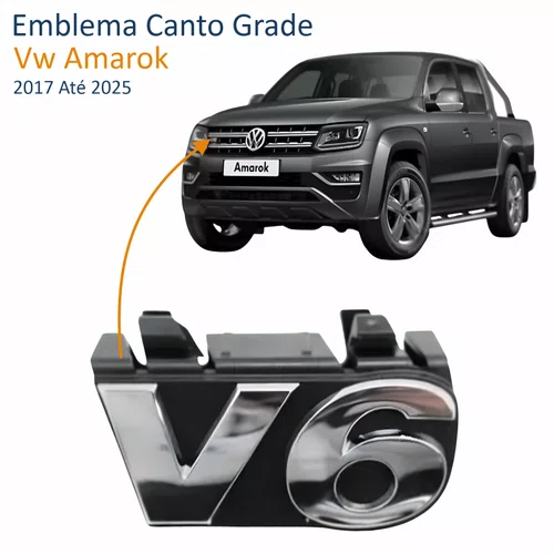 Emblema Vw Amarok 2017 Até 2025 Canto Grade - Escrito V6