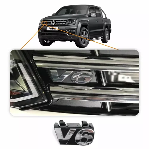 Emblema Vw Amarok 2017 Até 2025 Canto Grade - Escrito V6