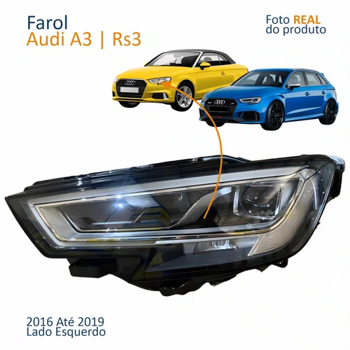 Farol Principal Audi A3 RS3 2016 2017 2018 2019 Lado Esquerdo Motorista