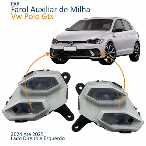 Par Farol Auxiliar Milha Vw Polo Gts 2024 2025 Com Chicote