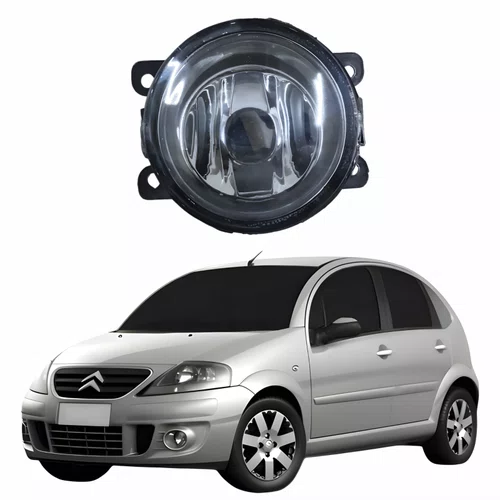 Farol Auxiliar De Milha Citroen C3 Lente Vidro Com Aro Preto