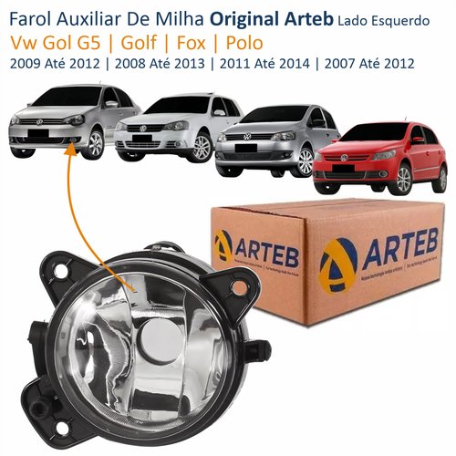 Farol Auxiliar De Milha Vw Gol G5 2009 Até 2012 Golf 2008 Até 2013 Fox 2011 Até 2014 Polo 2007 Até 2012 Original Arteb Lado Esquerdo Motorista