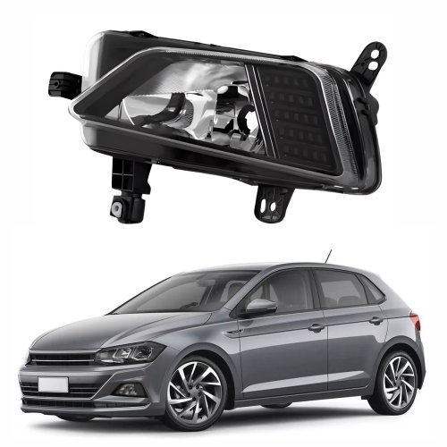 Farol Auxiliar de Milha Vw Polo 2017 Até 2022 Máscara Preta Lado Esquerdo Motorista
