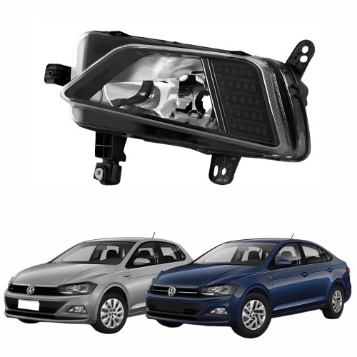 Farol Auxiliar de Milha Vw Polo Virtus 2017 Até 2022 Máscara Preta Lado Esquerdo Motorista