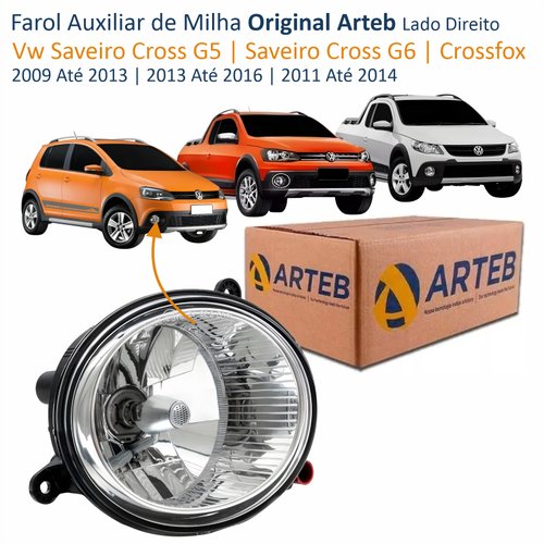 Farol Auxiliar De Milha Vw Saveiro Cross G5 2009 Até 2013 Saveiro Cross G6 2013 Até 2016 Crossfox 2011 Até 2014 Original Arteb Lado Direito Passageiro