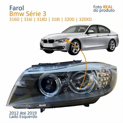 Farol Principal Bmw Série 3 316D 316I 318D 318I 320D 320XD 2012 Até 2019 Lado Esquerdo Motorista