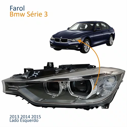 Farol Principal Bmw Série 3 2013 2014 2015 Sem Xenon Lado Esquerdo Motorista