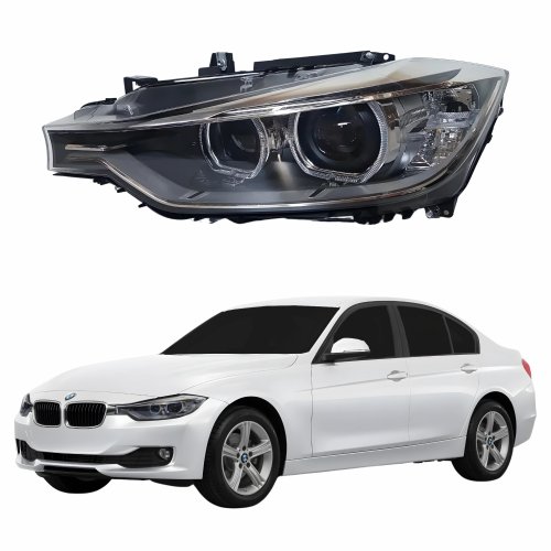 Farol Bmw Serie 3 320i 325i 328i 2013 Até 2016 Elétrico Com Projetor Entrada Angel Eyes Lado Esquerdo Motorista