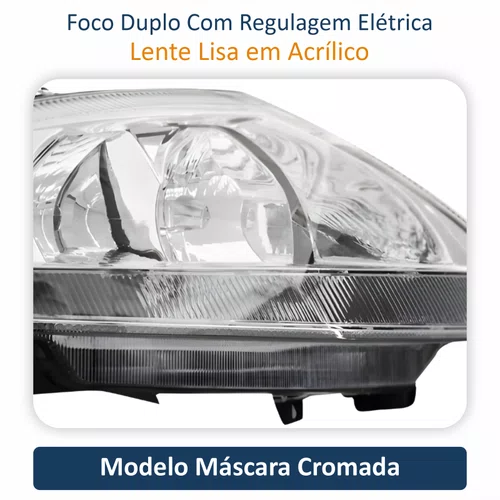 Farol Citroen C3 2003 Até 2012 Cromado Elétrico Com Motor Lado Direito Passageiro
