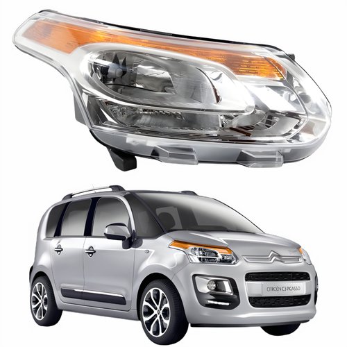 Farol Citroen C3 Picasso 2011 Até 2015 Cromado Depo Lado Direito Passageiro