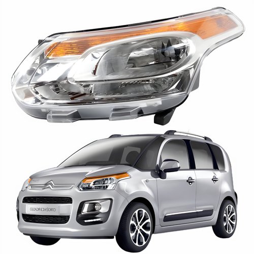Farol Citroen C3 Picasso 2011 Até 2015 Cromado Depo Lado Esquerdo Motorista