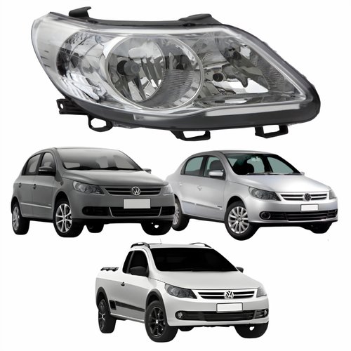 Farol Dianteiro VW Gol Voyage G5 2008 Até 2012 Saveiro G5 2009 Até 2013 Original Arteb Foco Duplo Máscara Cromomix Lado Direito Passageiro