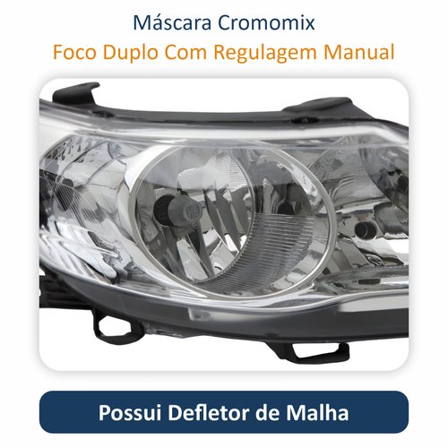 Farol Dianteiro VW Gol Voyage G5 2008 Até 2012 Saveiro G5 2009 Até 2013 Original Arteb Foco Duplo Máscara Cromomix Lado Direito Passageiro