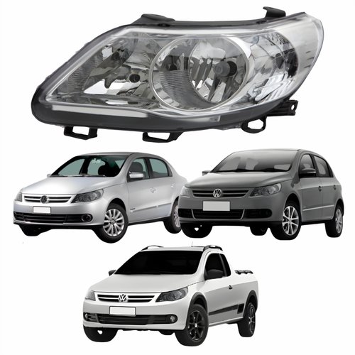 Farol Dianteiro VW Gol Voyage G5 2008 Até 2012 Saveiro G5 2009 Até 2013 Original Arteb Foco Duplo Máscara Cromomix Lado Esquerdo Motorista