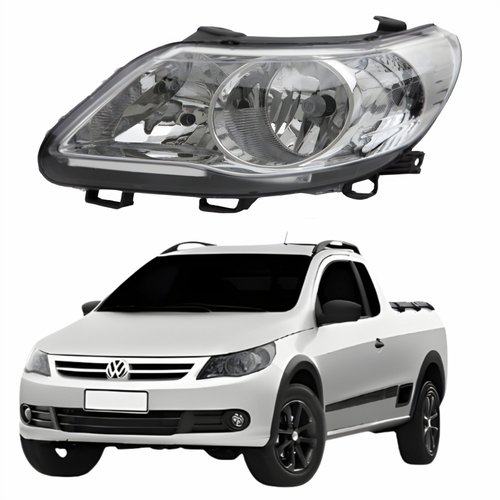 Farol Dianteiro VW Saveiro G5 2009 Até 2013 Original Arteb Foco Duplo Máscara Cromomix Lado Esquerdo Motorista