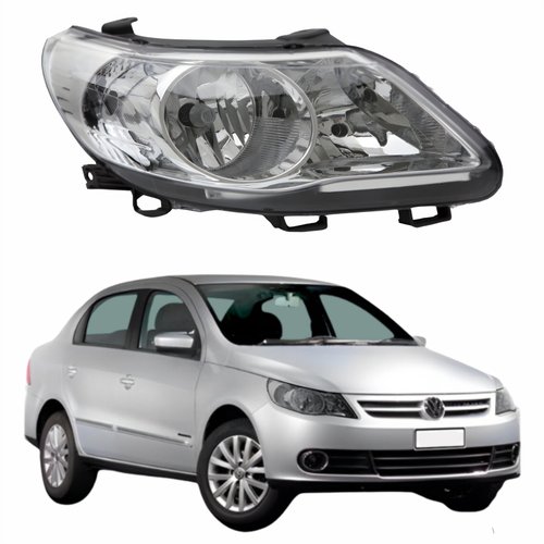 Farol Dianteiro VW Voyage G5 2008 Até 2012 Original Arteb Foco Duplo Máscara Cromomix Lado Direito Passageiro