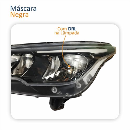 Farol Principal Fiat Argo 2016 Até 2024 Máscara Negra Com Led Lado Esquerdo Motorista