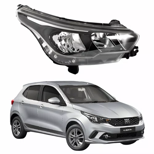 Farol Fiat Argo 2016 Até 2024 Máscara Negra Sem Led Lado Direito Passageiro