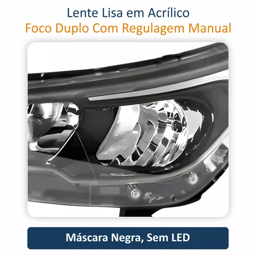 Farol Fiat Argo 2016 Até 2024 Máscara Negra Sem Led Lado Esquerdo Motorista