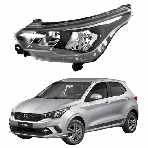 Farol Fiat Argo 2016 Até 2024 Máscara Negra Sem Led Lado Esquerdo Motorista