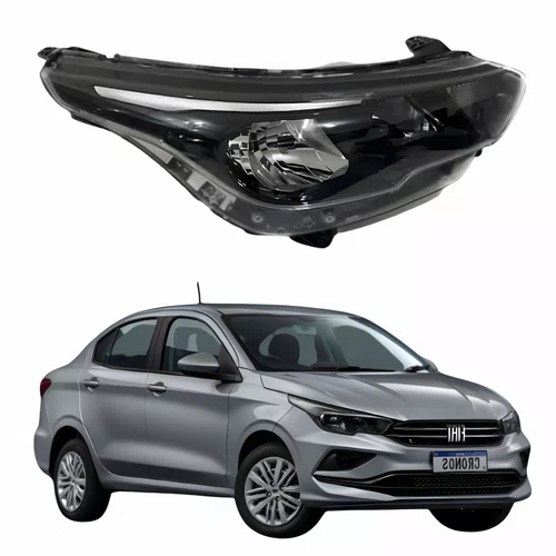 Farol Fiat Cronos 2024 Até 2025 Máscara Negra Sem Led Lado Direito Passageiro