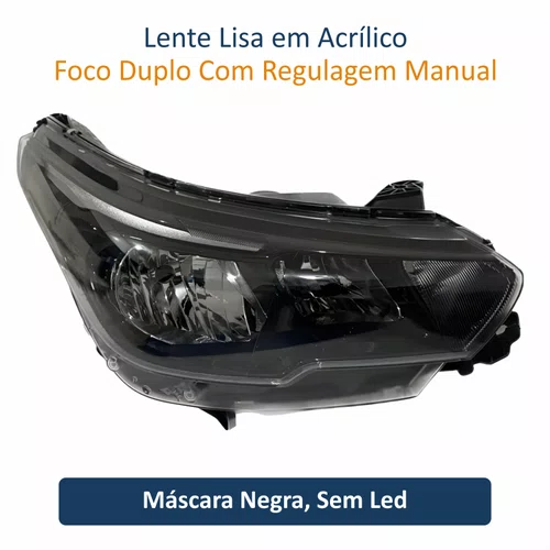 Farol Fiat Cronos 2024 Até 2025 Máscara Negra Sem Led Lado Direito Passageiro