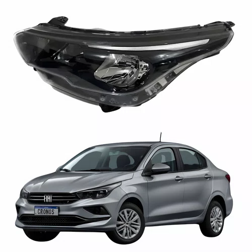 Farol Fiat Cronos 2024 Até 2025 Máscara Negra Sem Led Lado Esquerdo Motorista