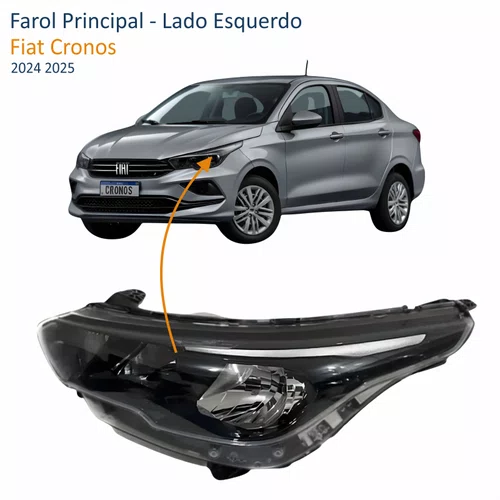 Farol Fiat Cronos 2024 Até 2025 Máscara Negra Sem Led Lado Esquerdo Motorista