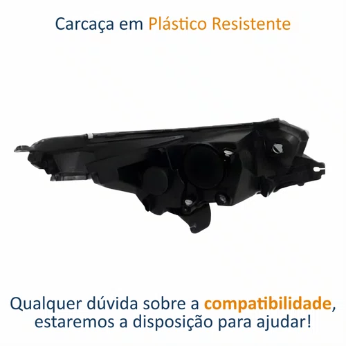 Farol Fiat Cronos 2024 Até 2025 Máscara Negra Sem Led Lado Esquerdo Motorista
