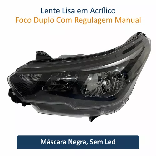 Farol Fiat Cronos 2024 Até 2025 Máscara Negra Sem Led Lado Esquerdo Motorista