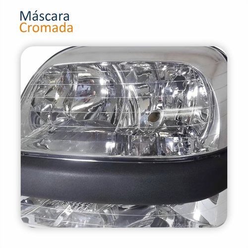 Farol Principal Fiat Doblo 2002 Até 2009 Máscara Cromada Lado Esquerdo Motorista