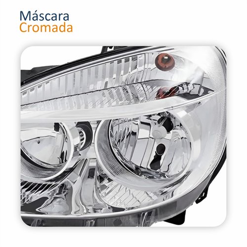 Farol Principal Fiat Doblo 2010 Até 2018 Máscara Cromada Lado Esquerdo Motorista