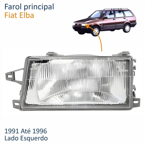 Farol Fiat Elba 1991 Até 1996 Lente De Vidro Lado Esquerdo Motorista