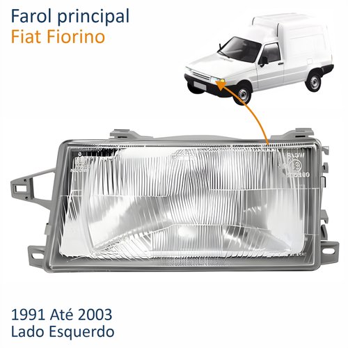 Farol Fiat Fiorino 1991 Até 2003 Lente De Vidro Lado Esquerdo Motorista