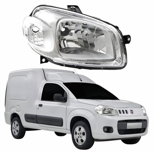 Farol Fiat Fiorino 2014 Até 2019 Máscara Cromada Lado Direito Passageiro