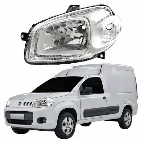 Farol Fiat Fiorino 2014 Até 2019 Máscara Cromada Lado Esquerdo Motorista