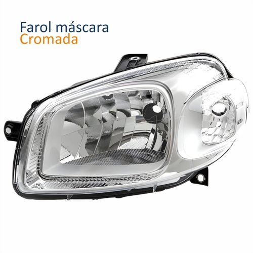 Farol Fiat Fiorino 2014 Até 2019 Máscara Cromada Lado Esquerdo Motorista
