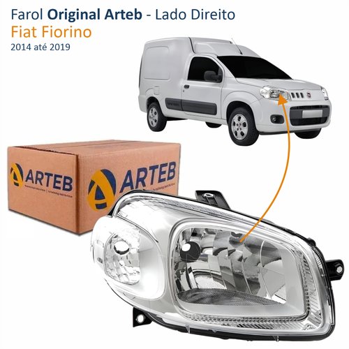 Farol Fiat Fiorino 2014 Até 2019 Original Arteb Máscara Cromada Lado Direito Passageiro