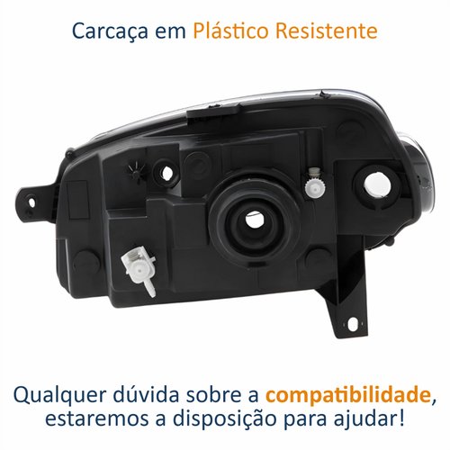 Farol Fiat Fiorino 2014 Até 2019 Original Arteb Máscara Cromada Lado Direito Passageiro
