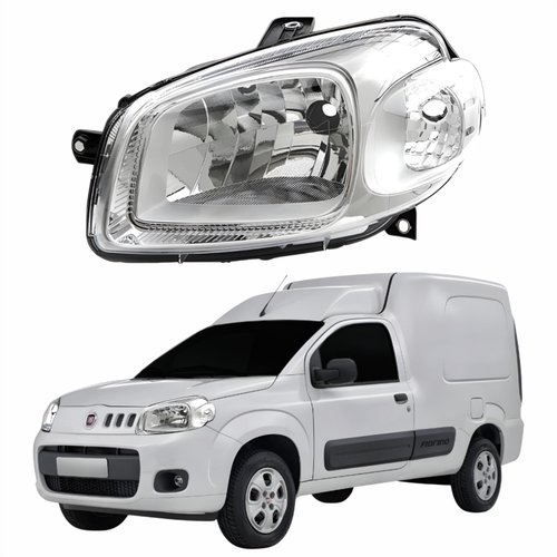 Farol Fiat Fiorino 2014 Até 2019 Original Arteb Máscara Cromada Lado Esquerdo Motorista
