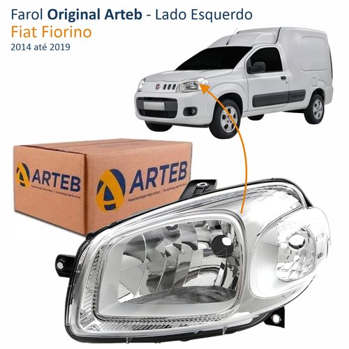 Farol Fiat Fiorino 2014 Até 2019 Original Arteb Máscara Cromada Lado Esquerdo Motorista