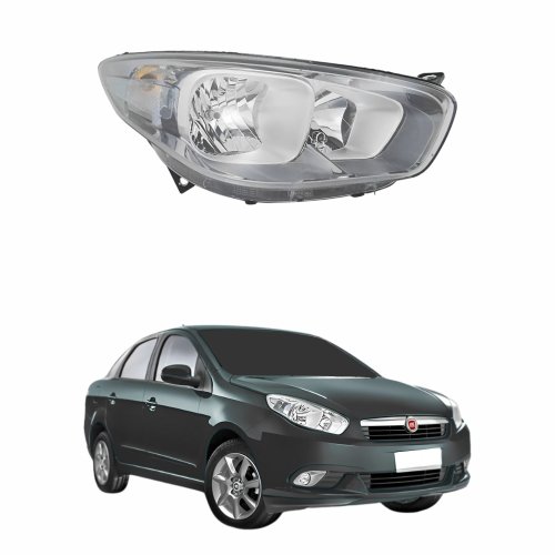 Farol Fiat Grand Siena 2012 2013 2014 2015 2016 Mascara Cromada Lado Direito Passageiro
