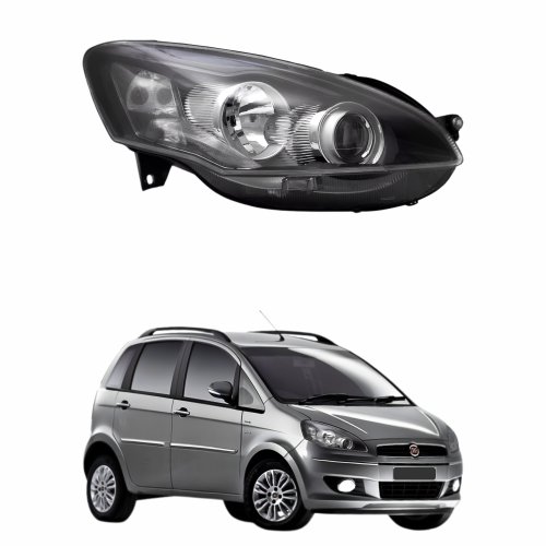 Farol Fiat Idea 2011 2012 2013 Mascara Negra Lado Direito Passageiro
