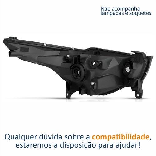 Farol Principal Fiat Mobi 2017 Até 2024 Máscara Negra Lado Esquerdo Motorista