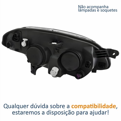 Farol Principal Fiat Palio 2012 2013 2014 2015 2016 Máscara Negra Lado Esquerdo Motorista